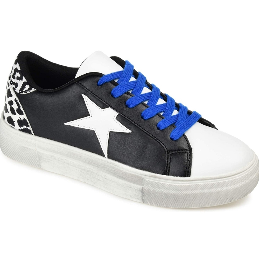 $FINAL$  JOURNEE COLLECTION Color Block Sneakers with Animal Print Heel